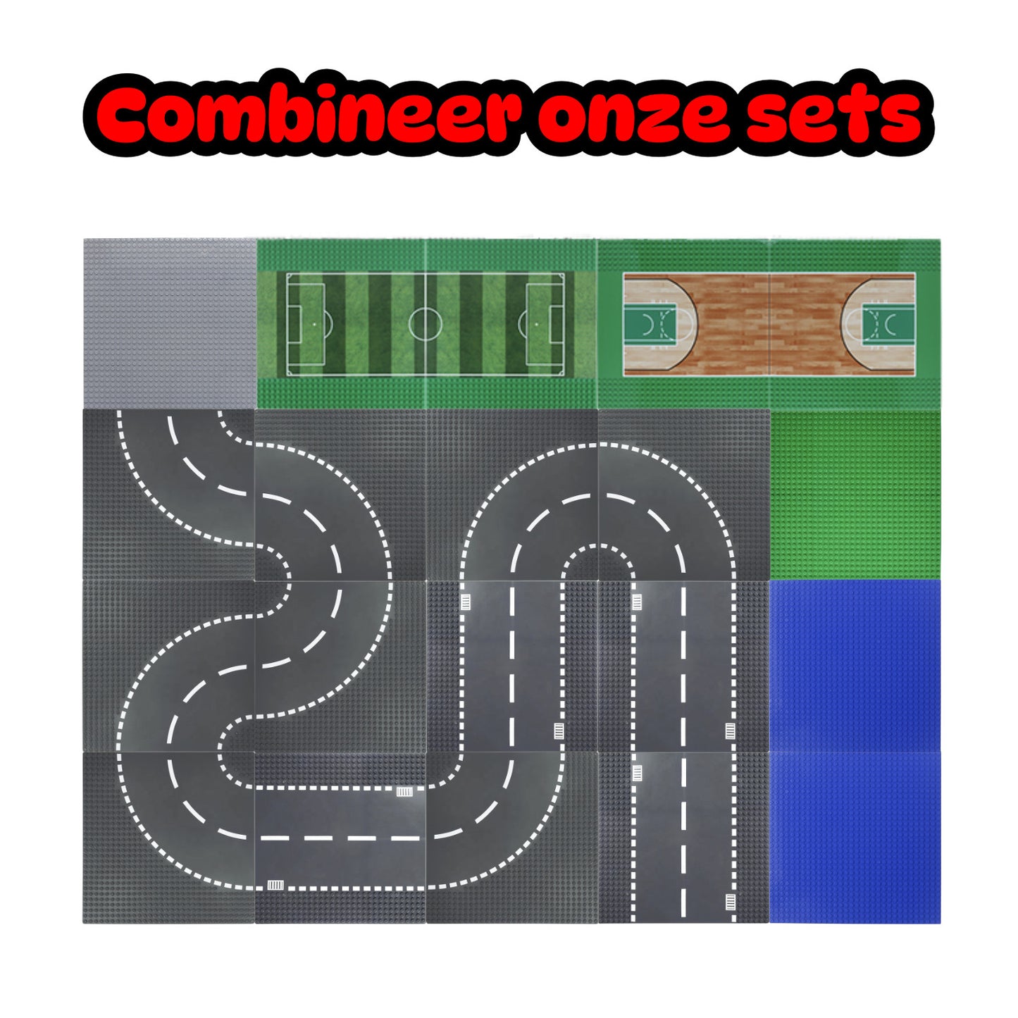 Skibby bouwplaat set geschikt voor LEGO - city stenen 32 x 32 noppen - grondplaat - 6 stuks