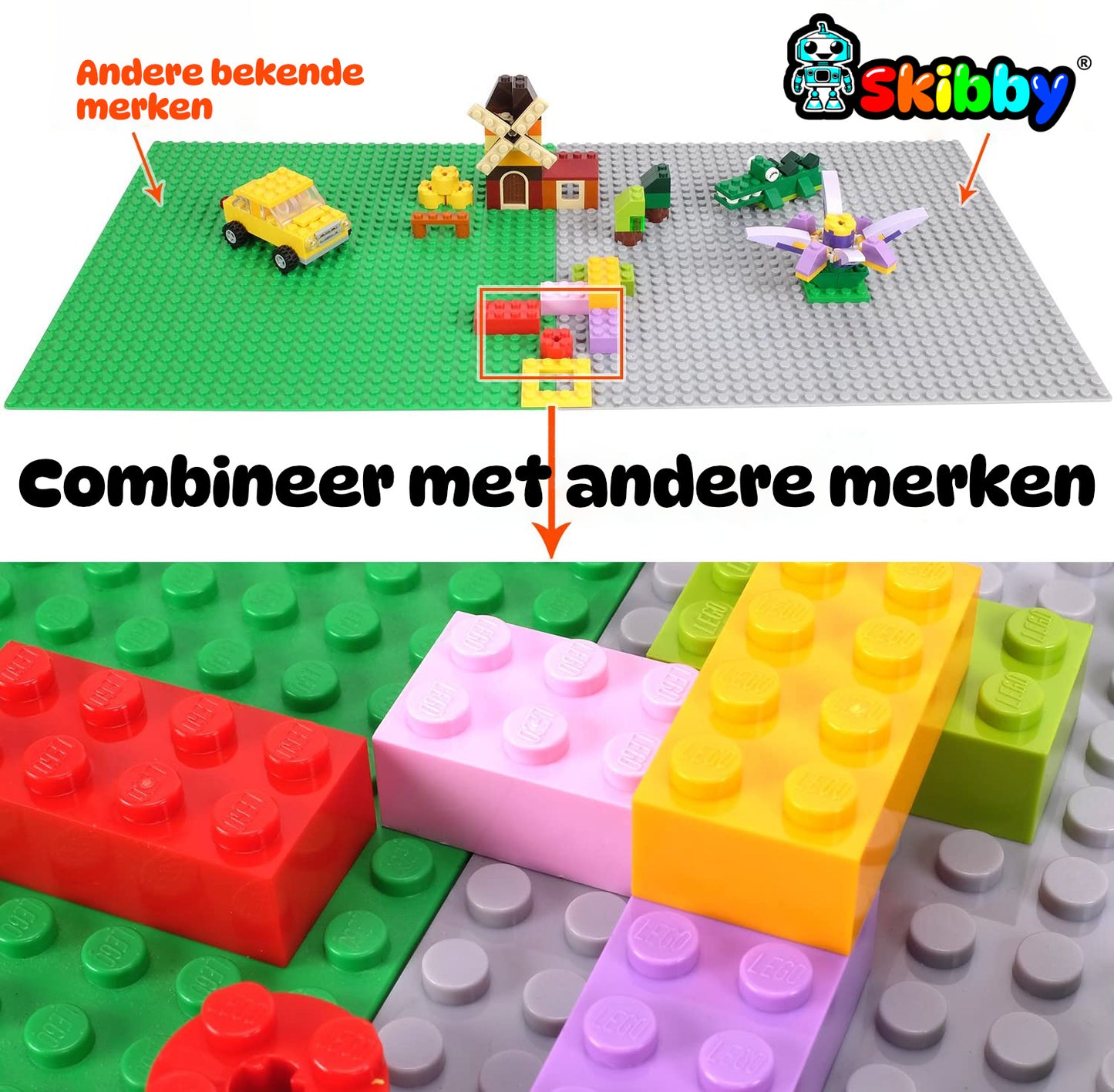 Skibby bouwplaat set geschikt voor LEGO - city stenen 32 x 32 noppen - grondplaat - 6 stuks