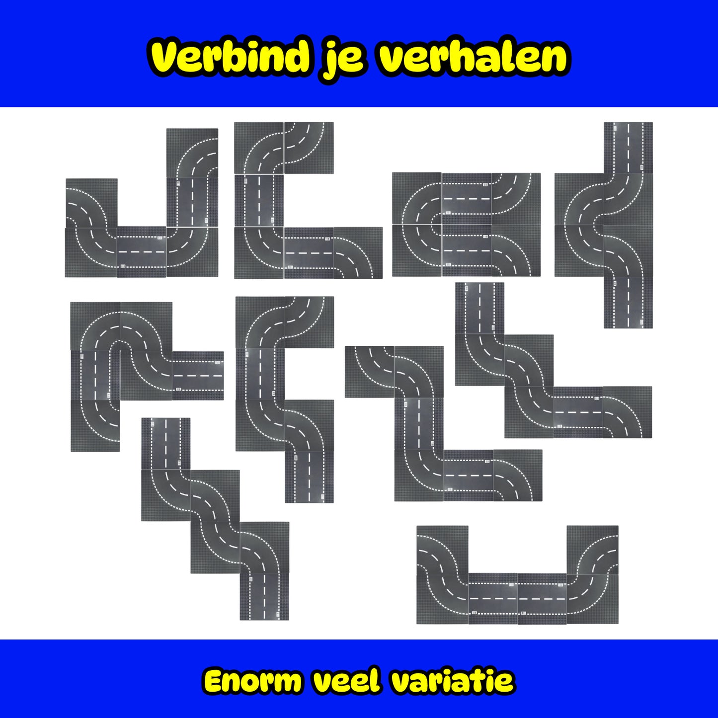 Skibby wegplaten set geschikt voor LEGO - city stenen 32 x 32 noppen - bouwplaten set - weg - city wegplaat 60304 - 6 stuks