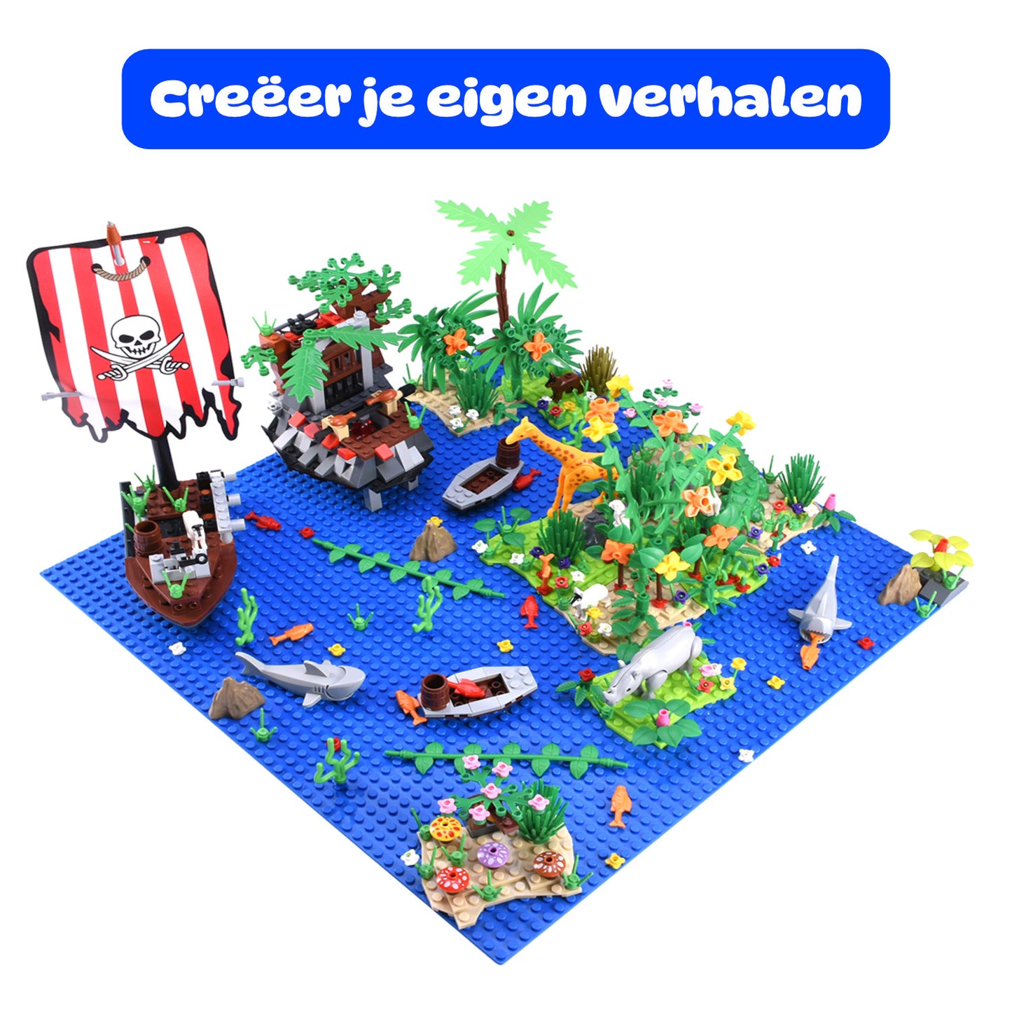 Skibby bouwplaat set geschikt voor LEGO - city stenen 32 x 32 noppen - grondplaat - 6 stuks