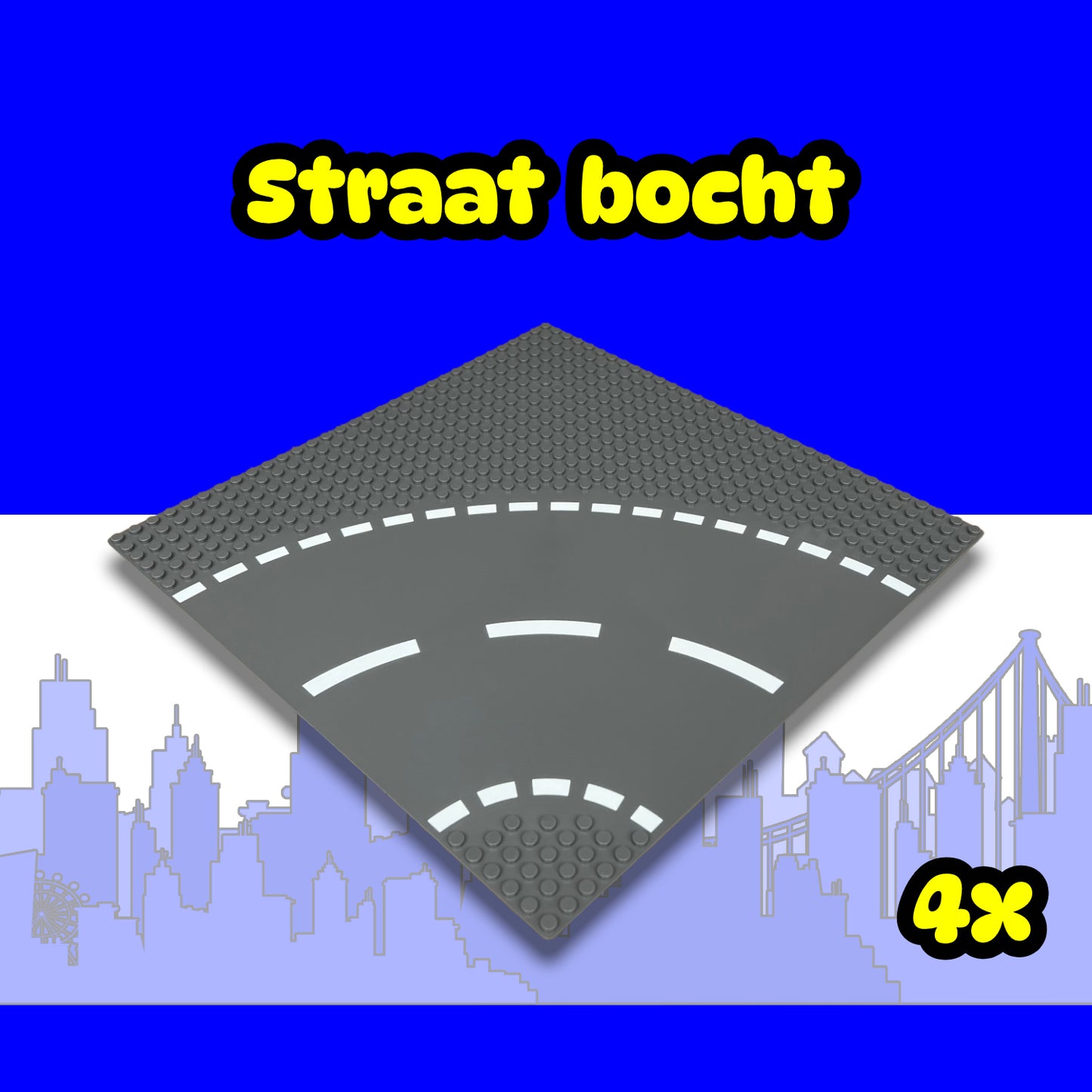 Skibby wegplaten set geschikt voor LEGO - city stenen 32 x 32 noppen - bouwplaten set - weg - city wegplaat 60304 - 6 stuks